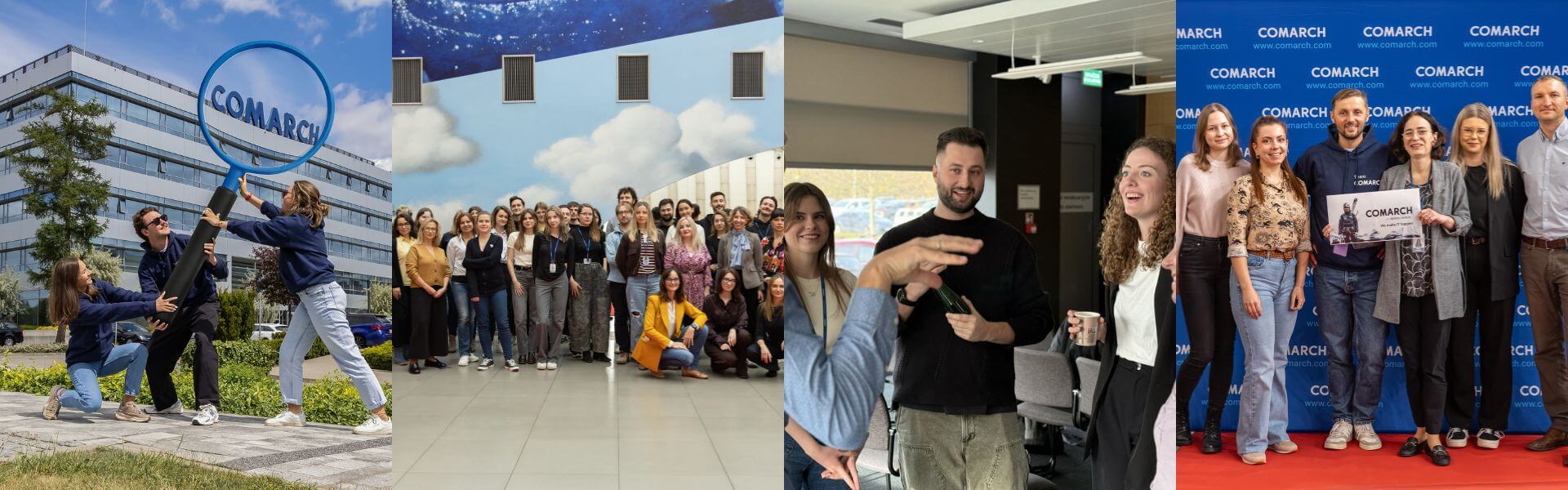 Kolaż zdjęć zespołów marketingu