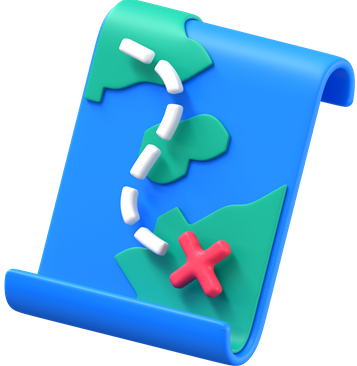 obraz mapy z zacznaczonym celem i drogą do przebycia, na wzór mapy gry