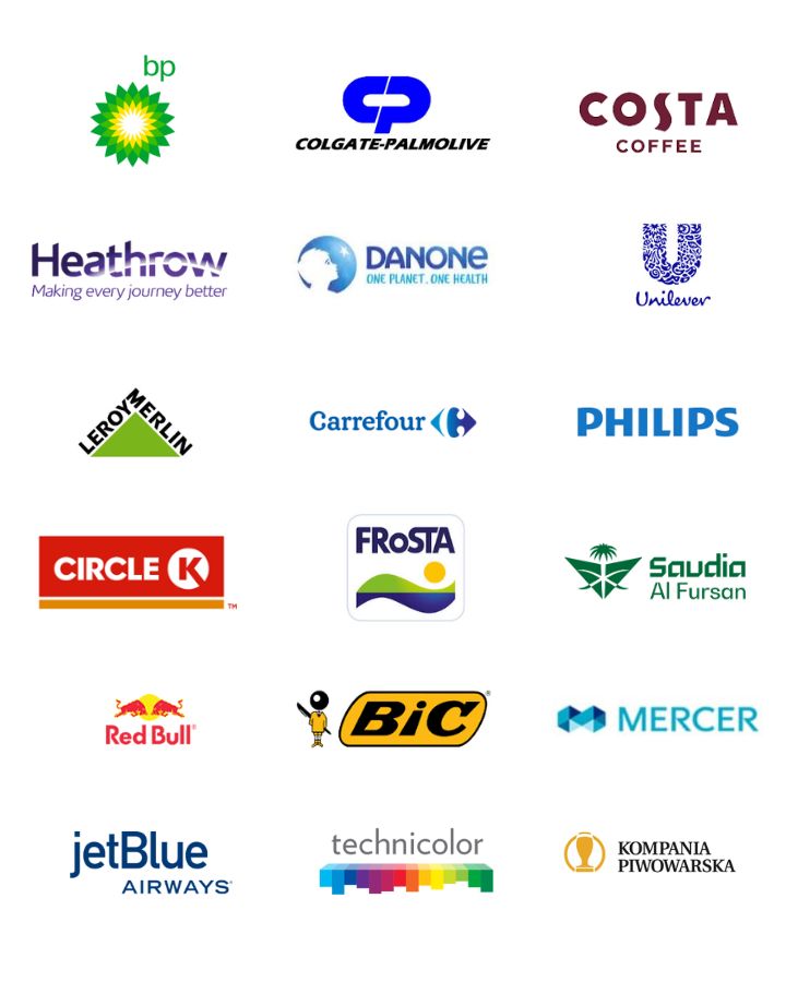Kolaż logotypów znanych marek, które współpracują z Comarch